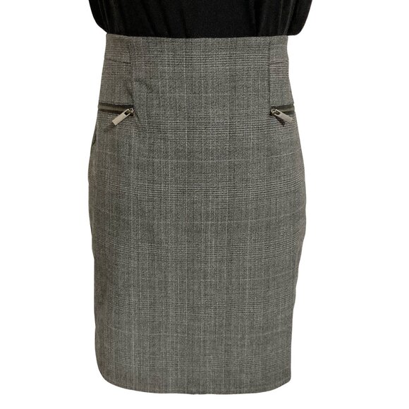 REITMANS Grey black glen plaid pencil mini skirt w/ pockets ~ Goth MEDIUM LARGE - Picture 1 of 12